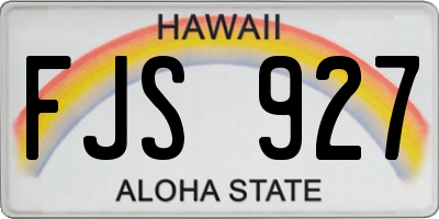 HI license plate FJS927