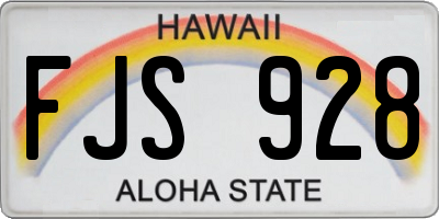HI license plate FJS928