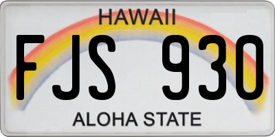 HI license plate FJS930