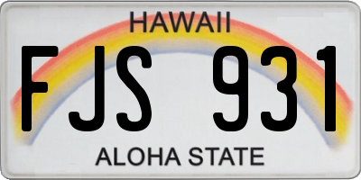 HI license plate FJS931