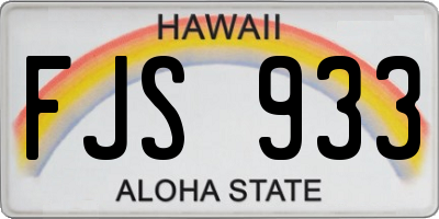 HI license plate FJS933