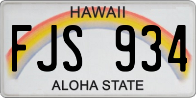 HI license plate FJS934