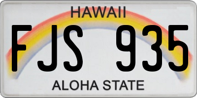 HI license plate FJS935