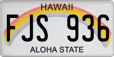 HI license plate FJS936