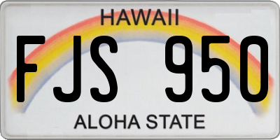 HI license plate FJS950