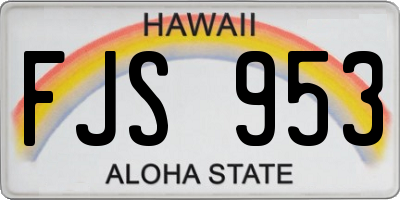 HI license plate FJS953