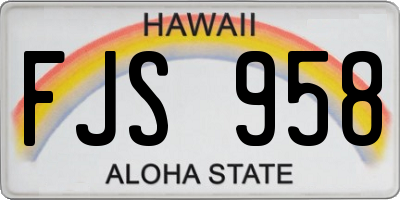 HI license plate FJS958