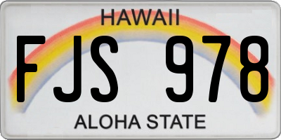 HI license plate FJS978