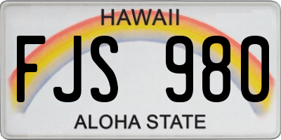 HI license plate FJS980