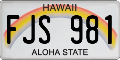 HI license plate FJS981