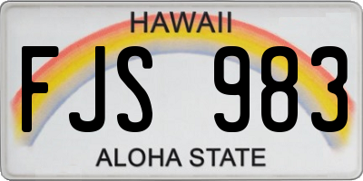 HI license plate FJS983