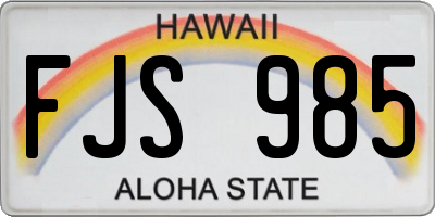 HI license plate FJS985