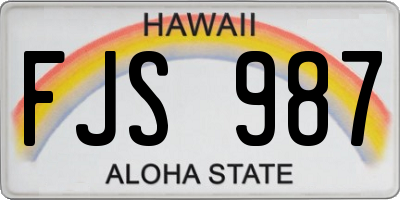HI license plate FJS987