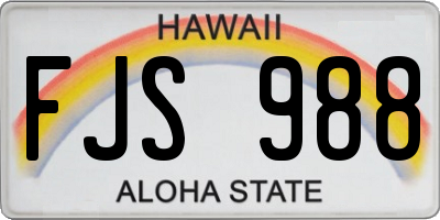 HI license plate FJS988