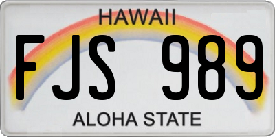 HI license plate FJS989