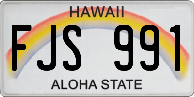 HI license plate FJS991