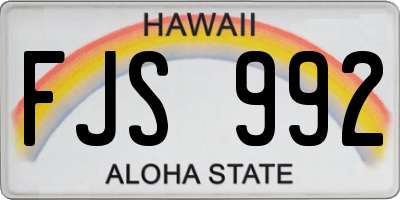 HI license plate FJS992