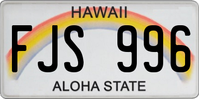 HI license plate FJS996