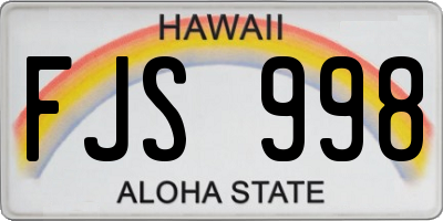 HI license plate FJS998