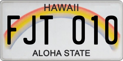 HI license plate FJT010