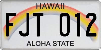 HI license plate FJT012