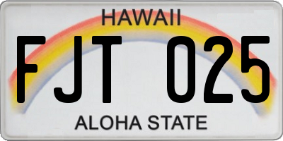 HI license plate FJT025