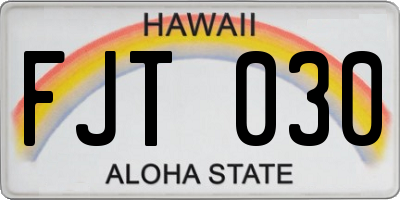 HI license plate FJT030