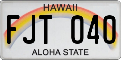 HI license plate FJT040
