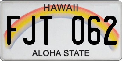 HI license plate FJT062