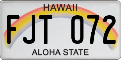 HI license plate FJT072