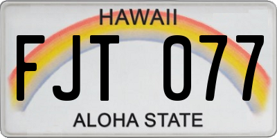 HI license plate FJT077