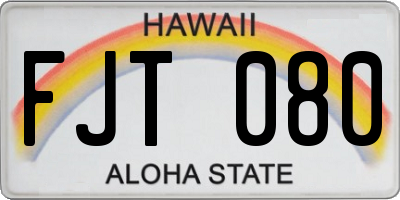 HI license plate FJT080