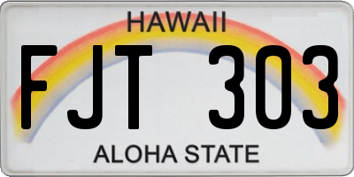HI license plate FJT303
