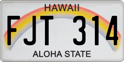HI license plate FJT314