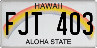 HI license plate FJT403