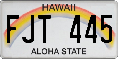 HI license plate FJT445