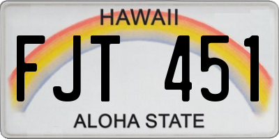 HI license plate FJT451