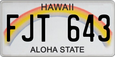 HI license plate FJT643
