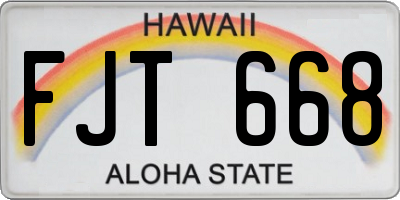 HI license plate FJT668
