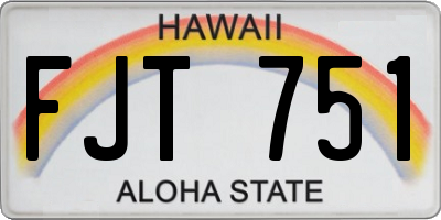 HI license plate FJT751