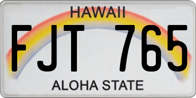 HI license plate FJT765