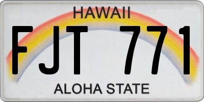 HI license plate FJT771