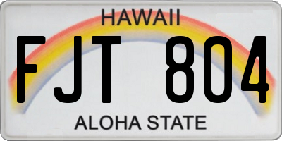 HI license plate FJT804