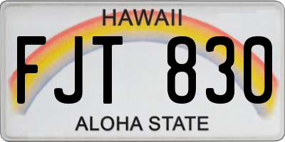 HI license plate FJT830