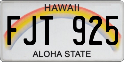 HI license plate FJT925