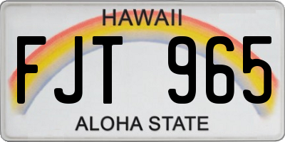 HI license plate FJT965