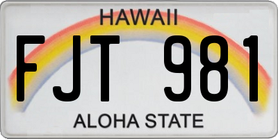 HI license plate FJT981