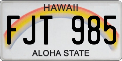 HI license plate FJT985