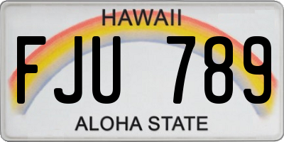 HI license plate FJU789