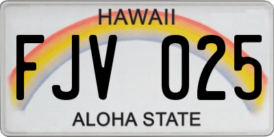 HI license plate FJV025